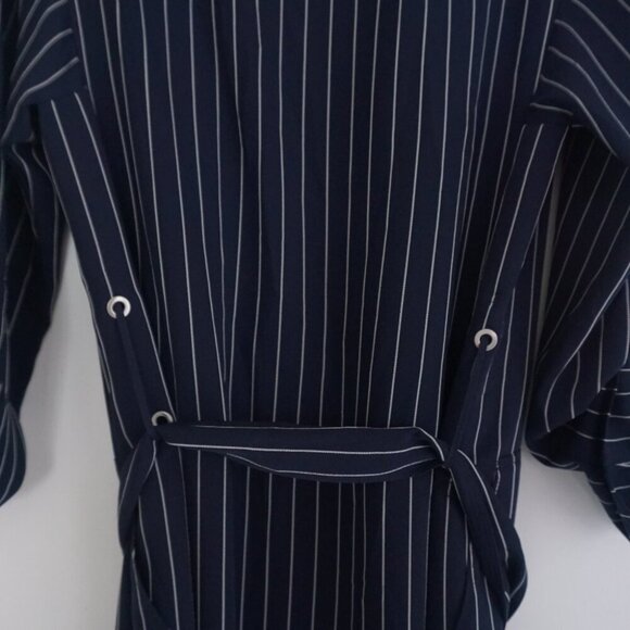 Aritzia Babaton New Kahlo Navy w White Stripes Robe Wrap Jacket Dress S - Picture 13 of 14